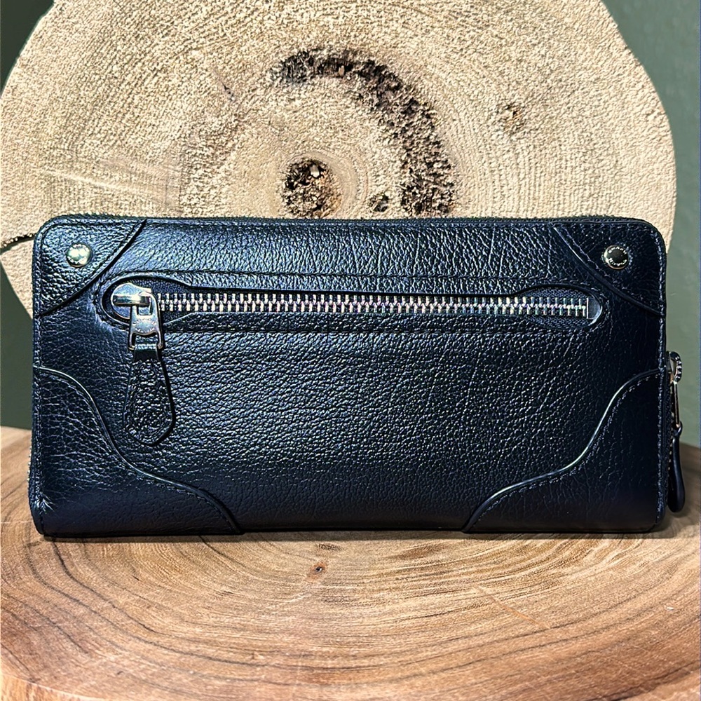 COACH Mickie Accordion Zip Wallet in Black Grain Leather - Picture 2 of 16